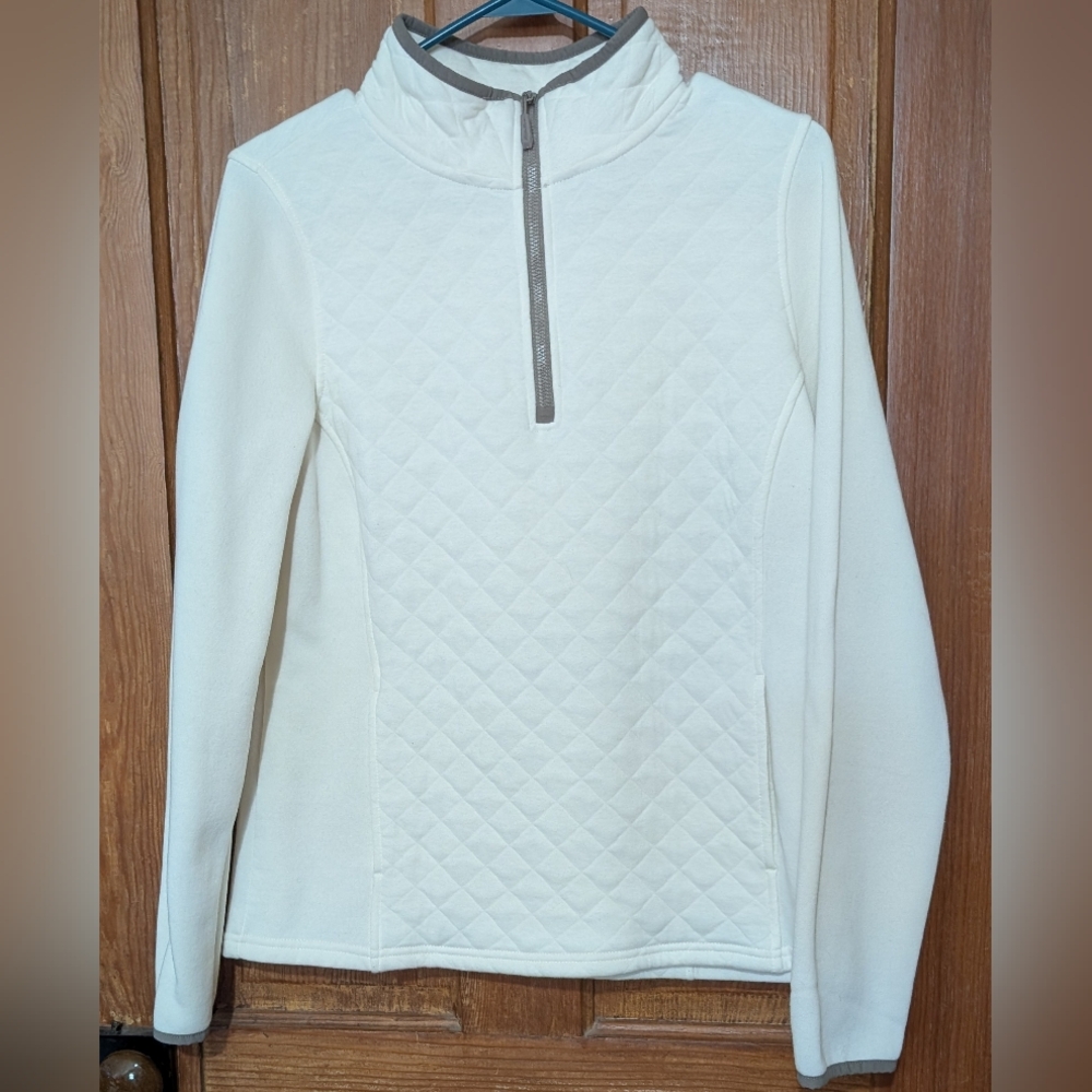 Eddie Bauer Women's White Quilted Half-Zip Pullover - Size L